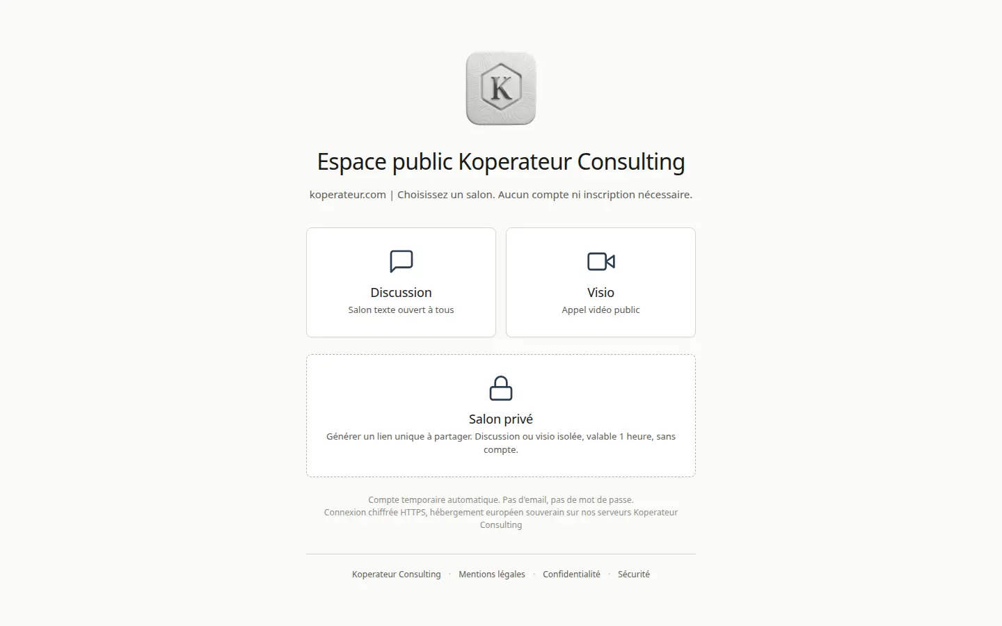 Aperçu de la page publique de public.koperateur.com