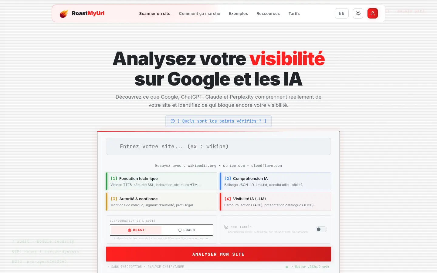 Aperçu de la page publique de RoastMyUrl